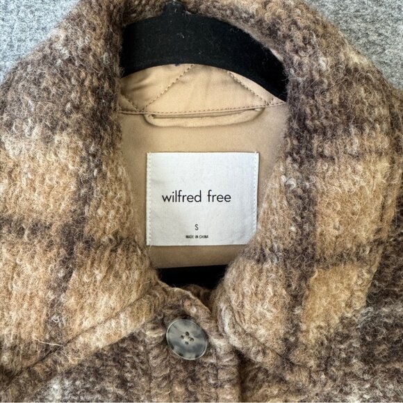 Wilfred Free Brown Plaid Wool Blend Shacket Jacket Size Small Cozy Fall - Picture 3 of 13